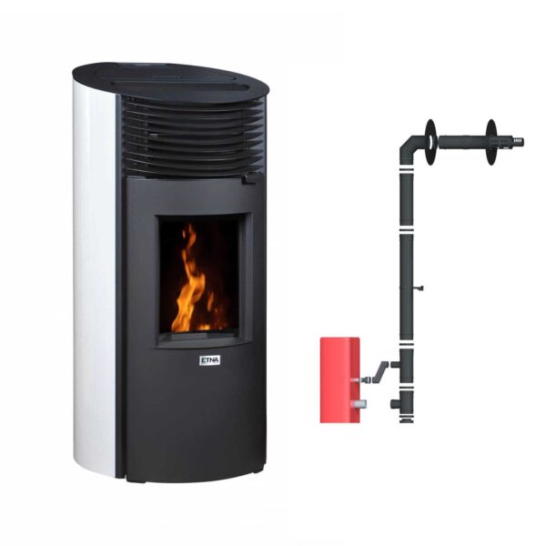 Separater Luftkammer-Pelletofen Roméo + Dinak 9 Kw Mit Wanddurchführungssatz