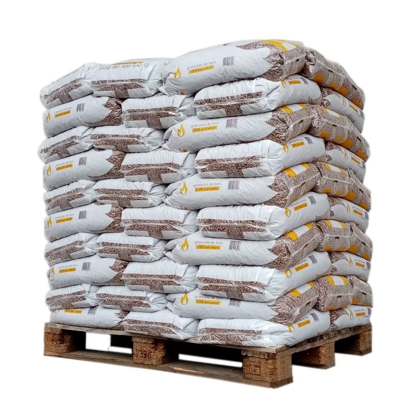Sunfire-Pellets – Packung mit 70 Säcken à 15 kg. Sunfire-Pellets – Packung mit 70 Säcken à 15 kg.